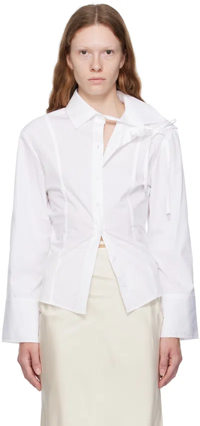 Jacquemus La Chemise Ruban Stretch Cotton Shirt In White