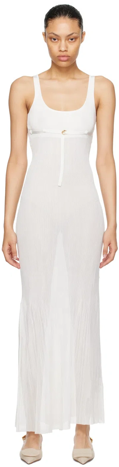 Jacquemus Robe Maille Oranger Ribbed-knit Maxi Dress In White