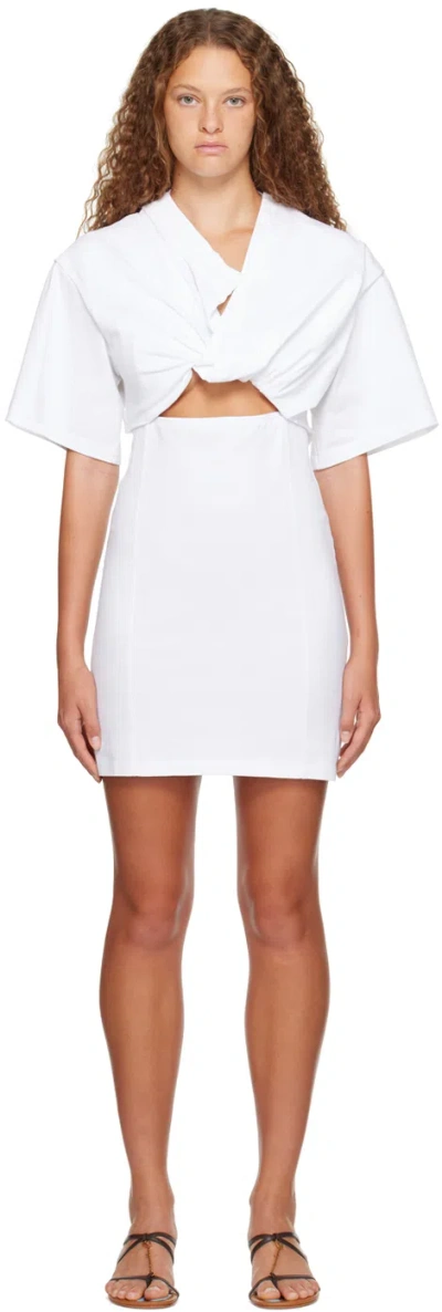 Jacquemus Bahia Twist-front Cutout Cotton Mini Dress In White
