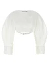 Jacquemus Le Haut Casaco Cutout Crop Cotton Poplin Shirt In White