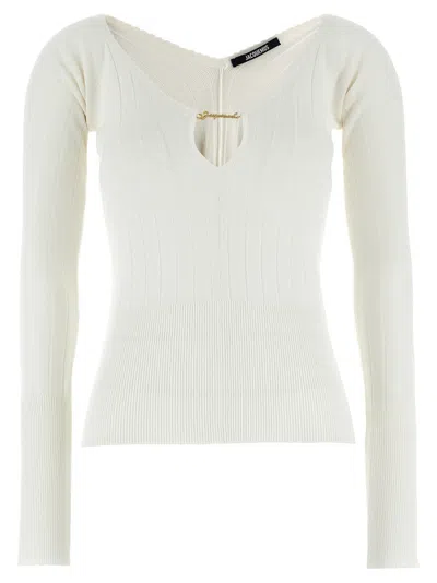 JACQUEMUS WHITE LONG SLEEVE LE HAUT PRALU T-SHIRT