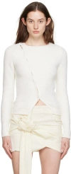 Jacquemus Asymmetric Ribbed Cardigan In 100 White