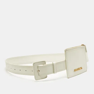 Pre-owned Jacquemus White Leather La Ceinture Carree Pouch Belt M