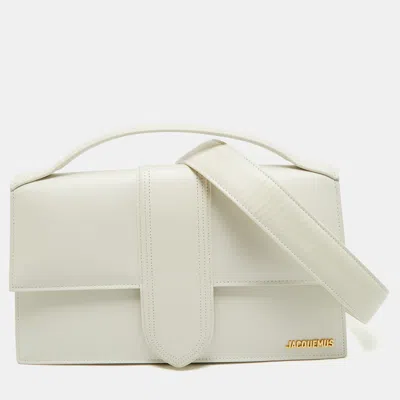 Pre-owned Jacquemus White Leather Le Bambinou Top Handle Bag