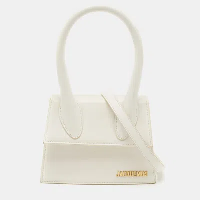 Pre-owned Jacquemus White Leather Le Chiquito Moyen Top Handle Bag