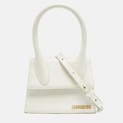 Pre-owned Jacquemus White Leather Le Chiquito Moyen Top Handle Bag