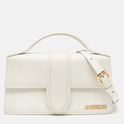 Pre-owned Jacquemus White Leather Le Grand Bambino Top Handle Bag