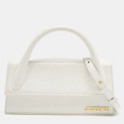 Pre-owned Jacquemus White Leather Long Le Chiquito Top Handle Bag