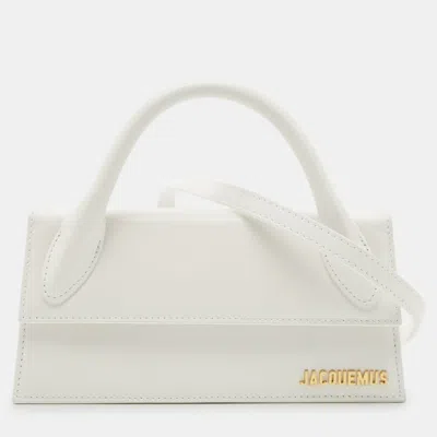 Pre-owned Jacquemus White Leather Long Le Chiquito Top Handle Bag