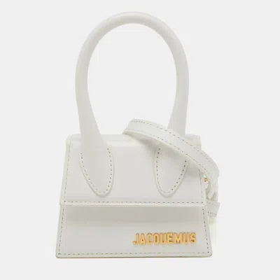 Pre-owned Jacquemus White Leather Mini Le Chiquito Top Handle Bag