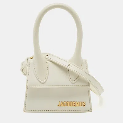 Pre-owned Jacquemus White Leather Mini Le Chiquito Top Handle Bag