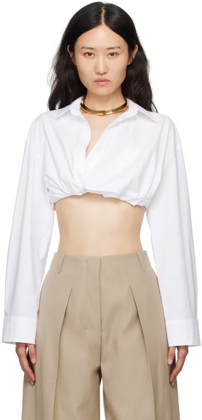 Jacquemus Drawstring Hem Cropped Shirt In White