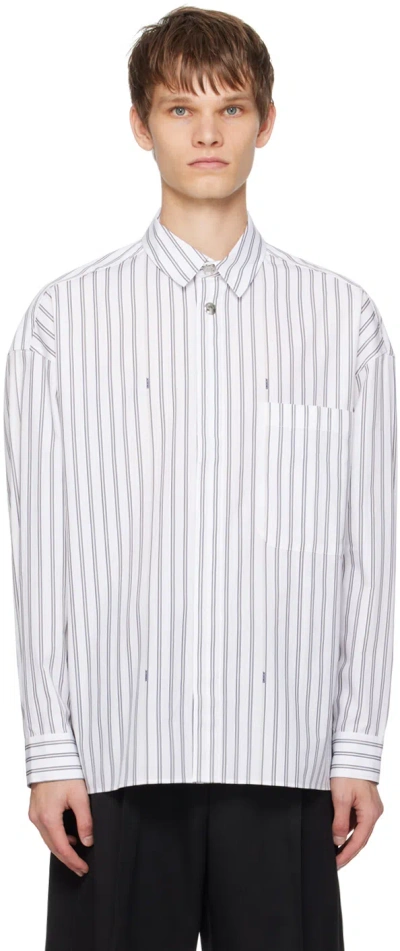 Jacquemus White Les Classiques 'la Chemise Manches Longues' Shirt In 1fe Print Beige Stri