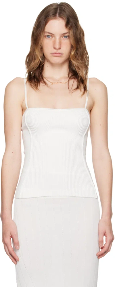 Jacquemus Sierra Ribbed Knit Sleeveless Top In White