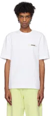 Jacquemus 'le T-shirt Gros Grain' White T-shirt With Logo Patch On The Front In 100 White