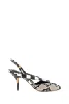 Jacquemus White Les Poisson Python Leather Slingback Pumps In Black