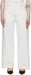 Jacquemus White Les Sculptures 'le De-nîmes Large' Jeans In 11c Off-white/tabac