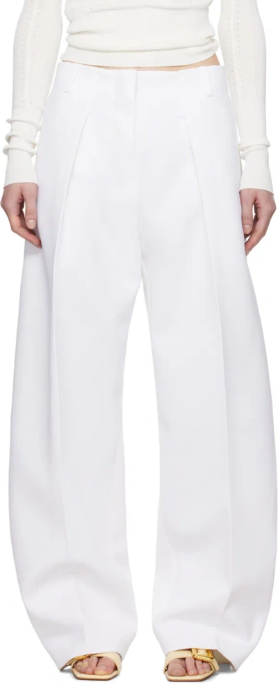 Jacquemus Le Pantalon Ovalo Pleated Wide-leg Trousers In White