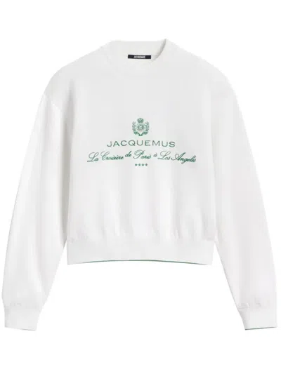 JACQUEMUS WHITE LOGO-EMBROIDERED SWEATSHIRT
