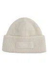 Jacquemus White Logo Ribbed Beanie Hat In Neutral