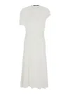 Jacquemus White Long Dress With Round Neck And Maxi Cut-out On The Rear In Multicolor