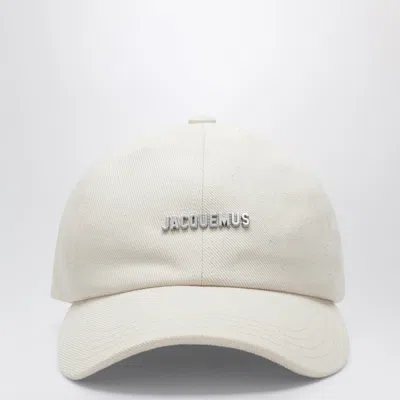 Jacquemus White Mini Baseball Cap With Logo In Burgundy