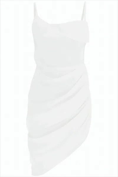 Jacquemus White Mini Dress With Draped Design