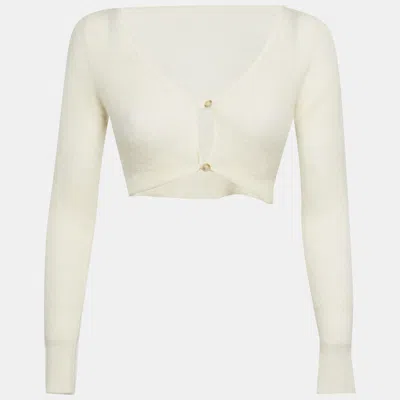Pre-owned Jacquemus White Mohair & Wool Cropped Cardigan S
