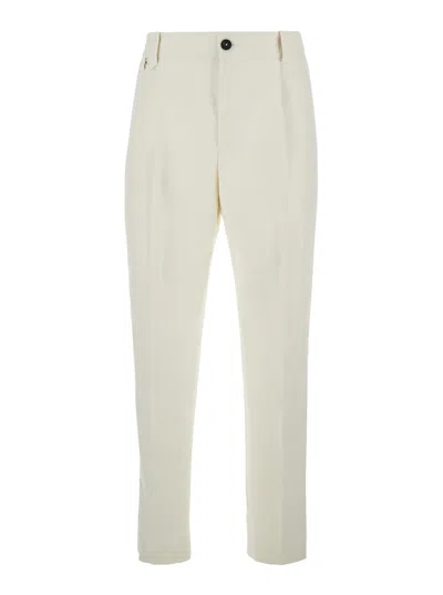 Jacquemus White Pants With Button Closure In Cotton Man In Multicolor
