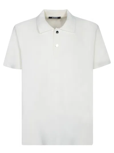 Jacquemus White Polo Sweater With Unique Button Closure