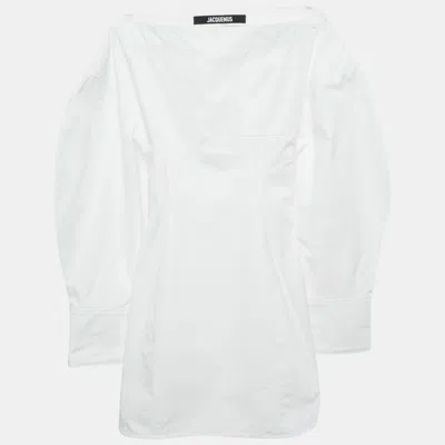 Pre-owned Jacquemus White Poplin Cut-out Detail Mini La Casa Casaco Dress Xs