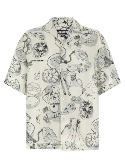 Jacquemus Print Table Off White Cocktail Shirt In Multi