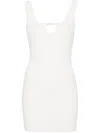 JACQUEMUS WHITE RIBBED KNIT DRESS WITH SCALLOPED NECK AND CUT-OUT DETAILS