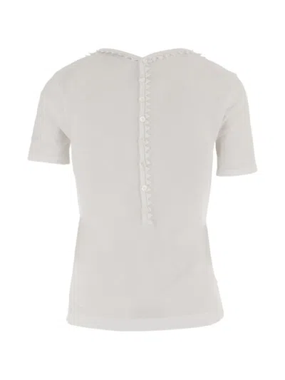 JACQUEMUS WHITE RUFFLE BUTTONED T-SHIRT