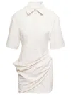 Jacquemus Shirt Dress With Wrap Detail And Cut-out In White