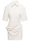 Jacquemus Shirt Dress With Wrap Detail And Cut-out In White