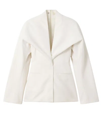 JACQUEMUS WHITE SOLID SHAWL LAPEL BLAZER