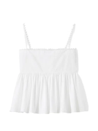 Jacquemus White Square Neck Cotton Peplum Tank Top