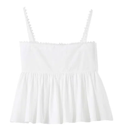 JACQUEMUS WHITE SQUARE NECK PEPLUM TOP