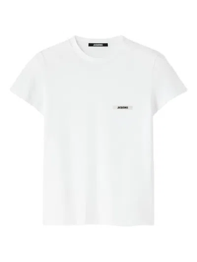 JACQUEMUS JACQUEMUS  WHITE T-SHIRT WITH LOGO PATCH