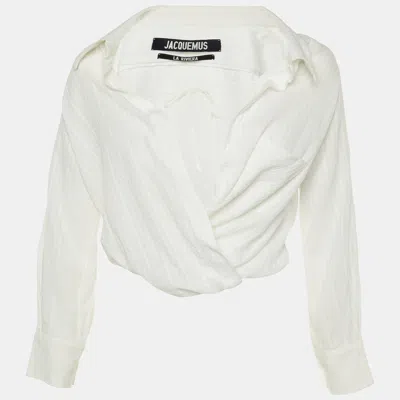 Pre-owned Jacquemus White Textured Viscose Wrap Top S