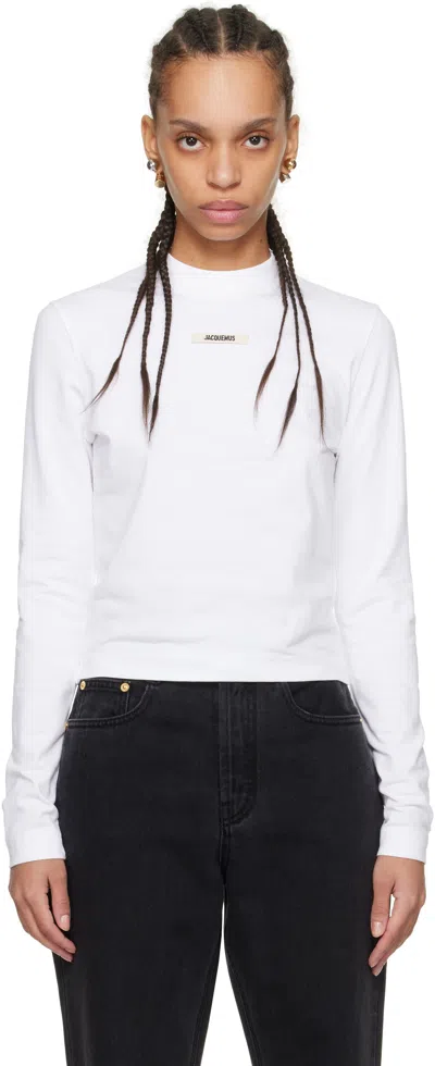 Jacquemus White 'the Gros Grain Long-sleeve' T-shirt In 100 White