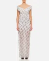 Jacquemus 'the Rita Lounge' White Long Dress With V-neck And Polka Dot Motif In White