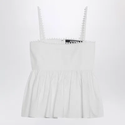 JACQUEMUS WHITE TRAVERSIN TOP WITH RUFFLE