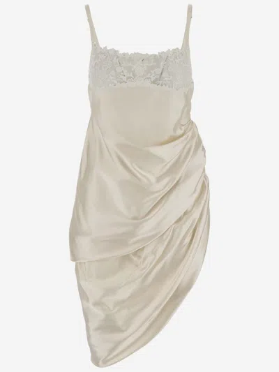 Jacquemus White White Floral-lace Detailing Dress