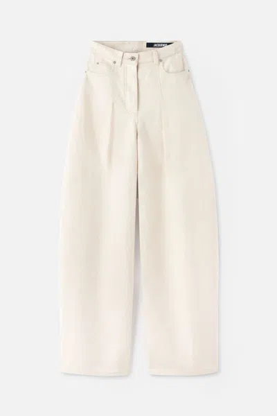 JACQUEMUS WHITE WIDE LEG JEANS