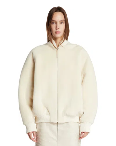 Jacquemus White Wool Bomber Jacket In Neutral