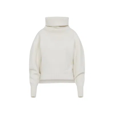 JACQUEMUS WHITE WOOL-CASHMERE BLEND SWEATER WITH HIGH TURTLENECK