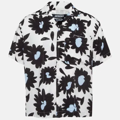 Pre-owned Jacquemus White/black Melo Floral Print Crepe Short Sleeve Shirt S