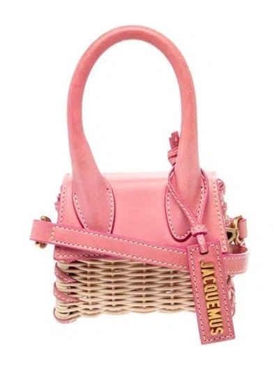 Pre-owned Jacquemus Wicker Le Chiquito Wicker Bag Mini In Pink